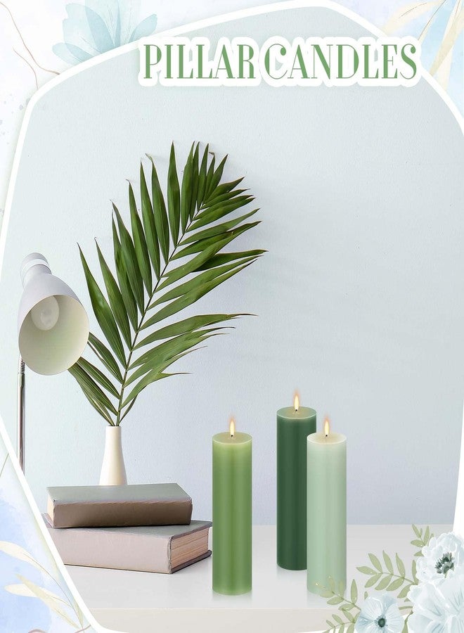 Conelist Set of 6 Gradient Green Pillar Candles 2 x 6 Inch Decorative Unscented Column Candles for Wedding Thanksgiving Christmas Holiday Church Dinner Table Home Relaxation Spa Decor - Image 3